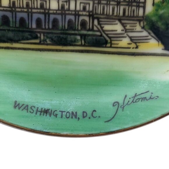 Vintage Hand Painted Washington DC Capital Building Souvenir Plate w/ Handle - Picture 2 of 7